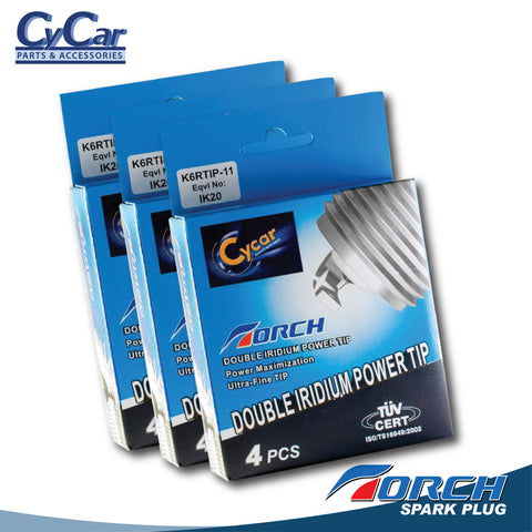 Torch Iridium Spark Plug (K6RTIP-11) - SET OF 4 (1 box) or  SET OF 12 (3 boxes) or SET OF 20 (5 boxes)