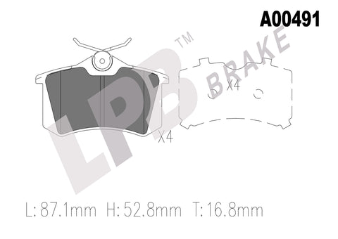 NA00491 Rear Pads Audi A4 / Peugeot 308 T7 / VW Golf V