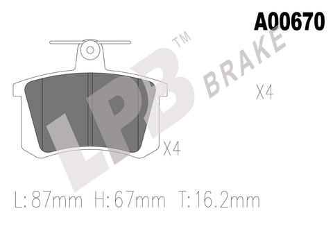 NA00670 Rear Pads Audi A6 C4/4A , A4 B5/8D2