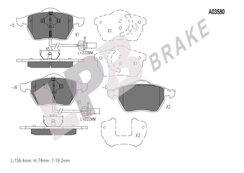 NA03580 Front Pads Audi A4 B6/8E/8H