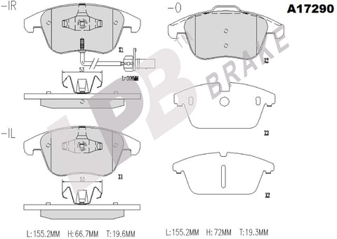 NA17290 Front Pads Audi A4 B8/8K2 TFSI , A5 8T3