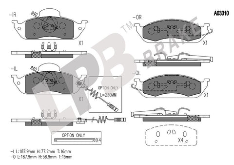 NA03310 Front Pads M/Benz M Class W163 1ST G ML320