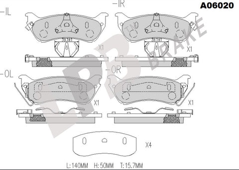 NA06020 Rear Pads M/Benz M-Class W163 1ST G ML320