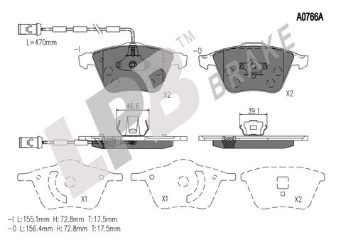 NA0766A Front Pads Volvo S40 II MS / V50 MW