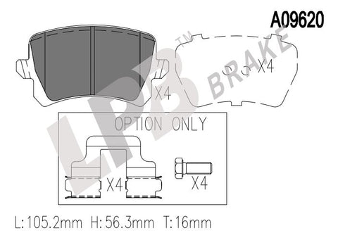 NA09620 Rear Pads Volkswagen Tiguan / Sharan / Passat CC / CC