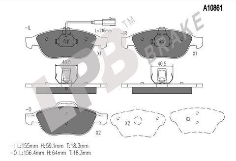 NA10861 Front Pads Alfa Romeo 147