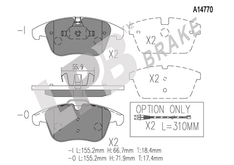 NA14770 Front Pads Peugeot 508/508 SW THP