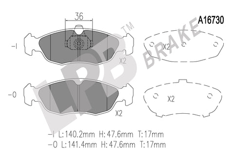 NA16730 Front Pads Peugeot 306