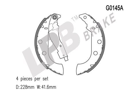 NG0145A Rear Shoes Peugeot 405 MKII 4B